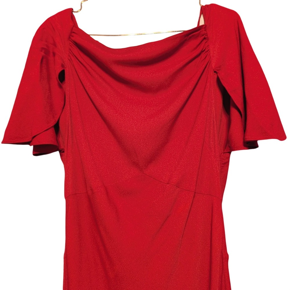 Reformation Lassie Cowl Neck Flutter Sleeve Tie Back Maxi Dress Red Size 10 - Picture 8 of 13